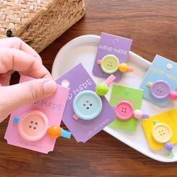 2023 New Baby Girl Cute Button Hairpin Bangs  Clip Candy Color Hair Barrettes Children's Hair Clip Hair Accessories For Kids