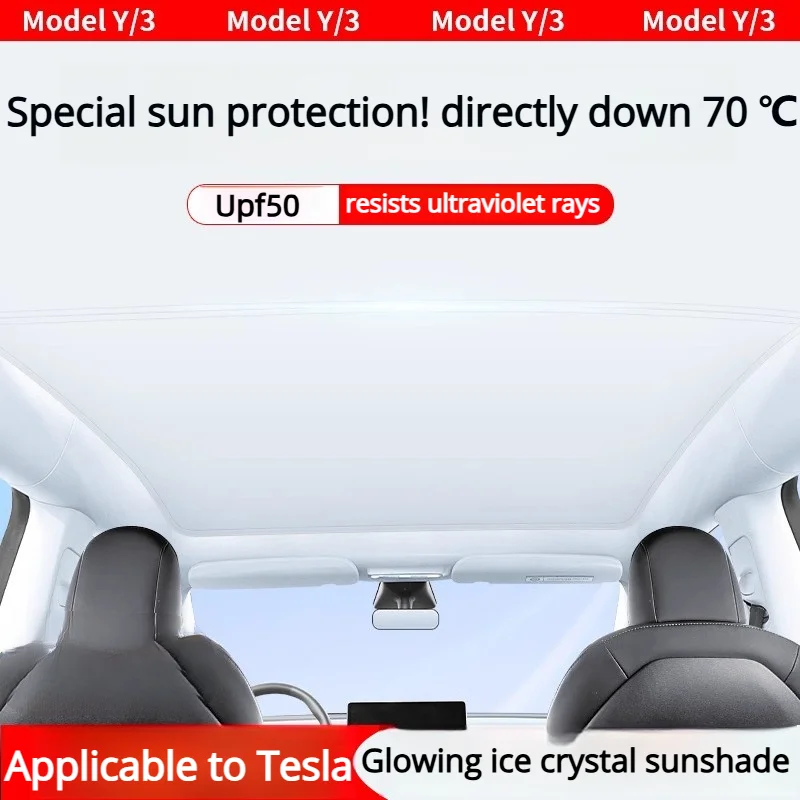 

Обновленный солнцезащитный козырек на крыше с кристаллами льда для Tesla Modely/Model3, солнцезащитный козырек на крыше автомобиля, мансардное окно, слепая затенение, сетка для солнцезащитного козырька нано