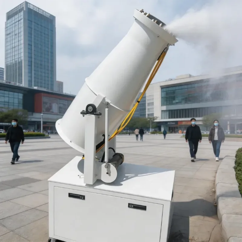 Fog Cannon Machine High Flow Water Pump 40m Spray Radius Wireless Remote for Cement Plant Yard Dust Reduction Mist Blower Unit