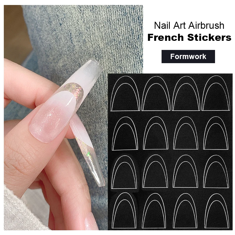 KANIU Universal Multiple Curve Style Self-Adhesive Guides French Tip Nail Stencil Stickers For DIY Gel Polish French Manicure