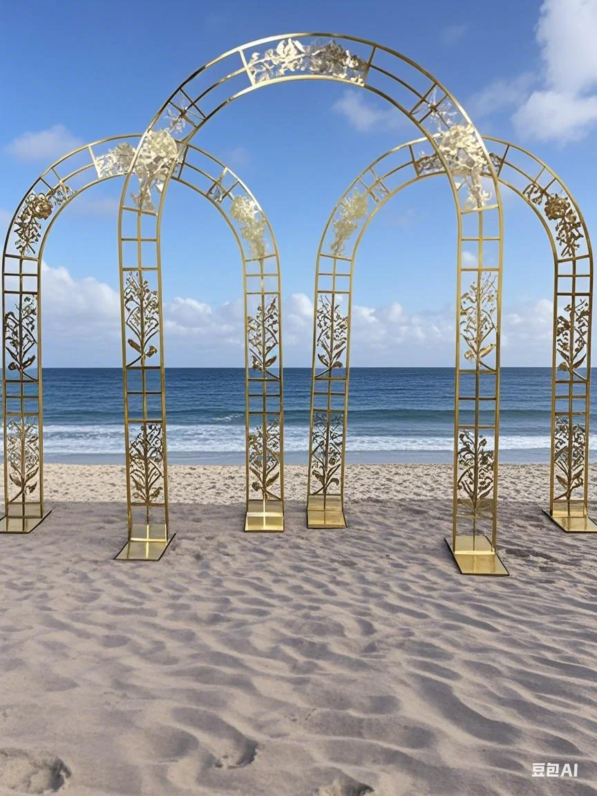 

Hollow pattern wedding arch background, party outdoor family artificial flower opening Christmas stage decoration background