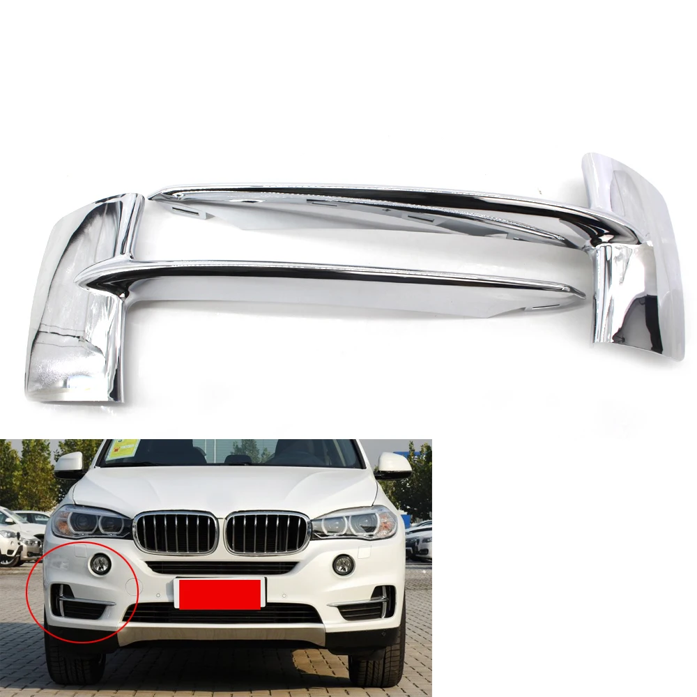 

Left & Right Side New Chrome Low Bumper Grill Face Bar Trim Molding Step Pads for BMW X5 F15 2014-2018 51117325395, 51117325396
