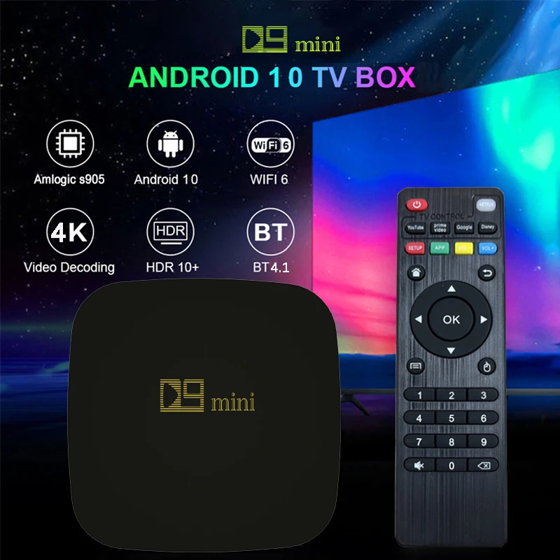 Mini Smart Tv Box D9 Android 10 Amlogic S905 Четырехъядерный Процессор Cortex-a53 Bt 4.1 Dual Wi-fi 4k Hd Медиаплеер Тв-прист...