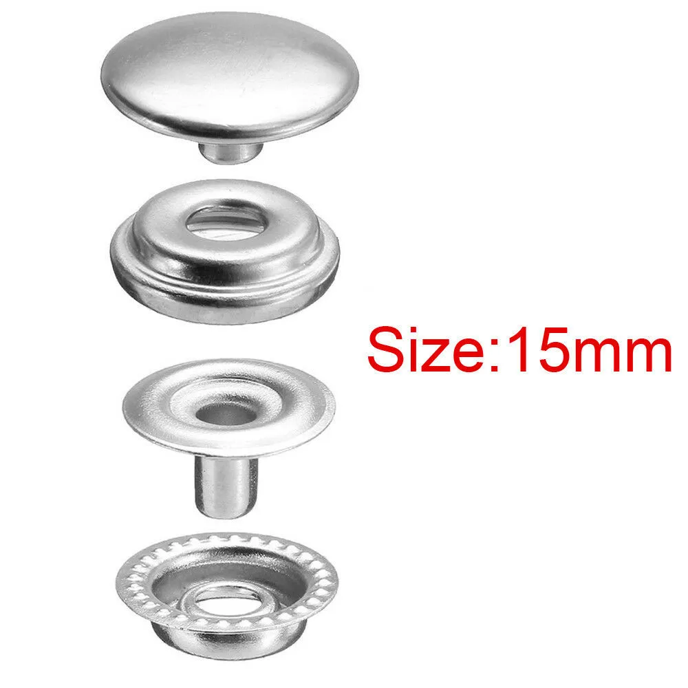 100 Pcs Stainless Steel Press Stud Buttons for Boat Covers Canvas Tarpaulins Leather Straps Handbags and Apparel