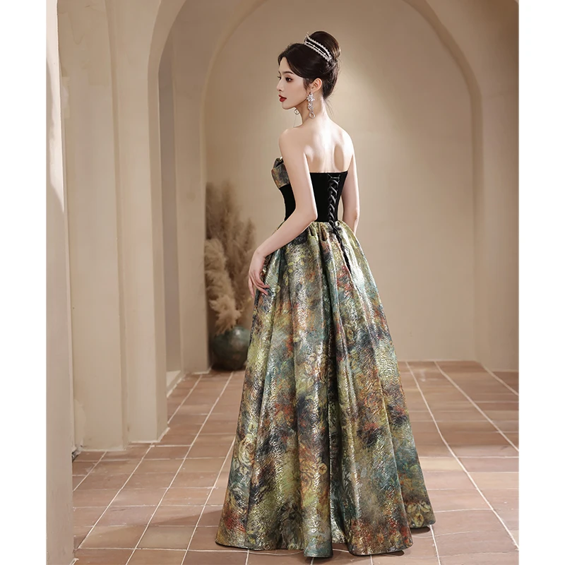 Luxury Strapless Ball Gown Satin Prom Dresses Elgant Floor-Length Women Formal Special Occasion Dressess Long