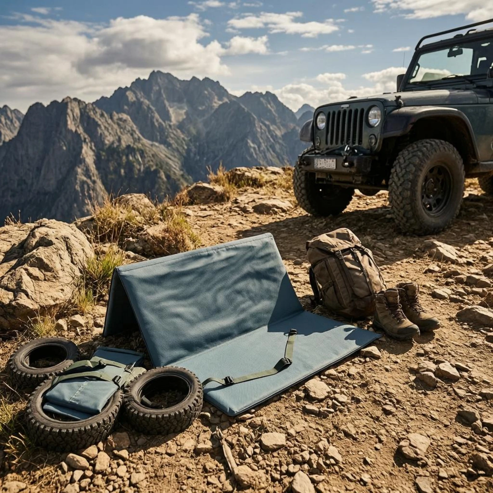 Tri-Fold Pad Board Raised Center Foldable Pad Board Camping Gear Three-Panel Stitched Edges view 4