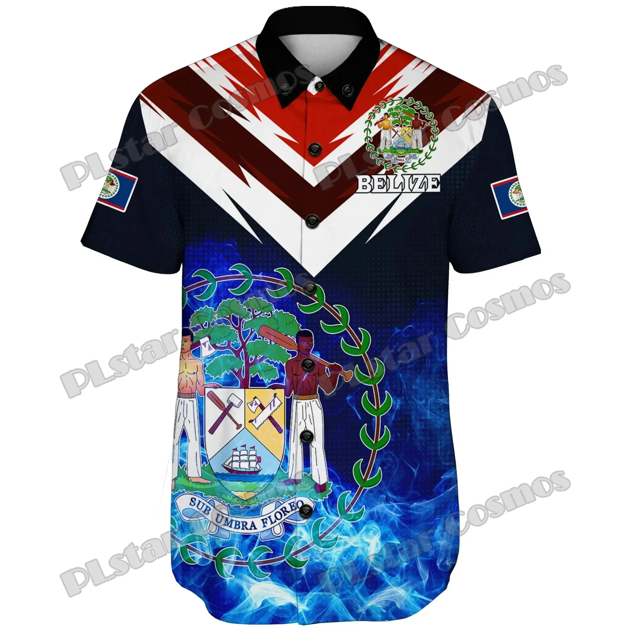 Summer Short sleeve Shirts Belize & Botswana & Saint Lucia Coat Of Arms 3D Printed Hawaiian Shirt Mens Casual Beach Shirt CSH10