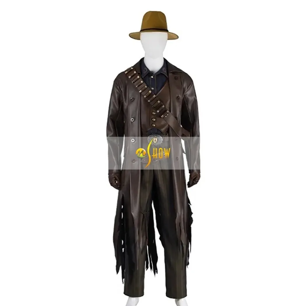 

The Ghoul Cosplay Costume Men Adult Brown Suit Halloween The Ghoul Outfits With Belt Waistbag Coat Jacket Pants Hat