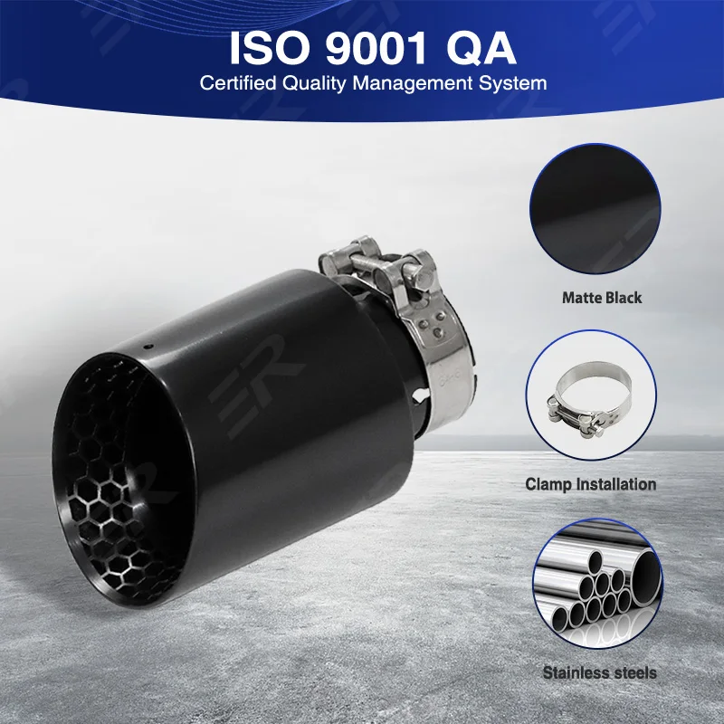 ER Upgrade Exhaust Tip Car accsesories Honeycomb matte black Stainless Muffler for Golf GTI MK7 Tail Tips Modify ER LOGO