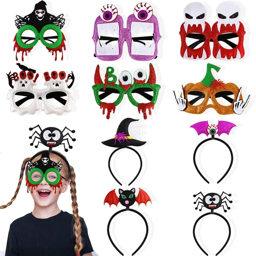 Bats Halloween Headband Pumpkins DIY Hair Accessories Halloween Eyeglasses Frame Headdress Headwear Spider Hair Hoop Kids