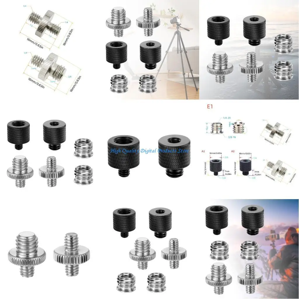 

U2JE 6Piece Precisions Thread Converters For DSLR Action Cameras and Live Streaming Gear Aluminum Alloy Design