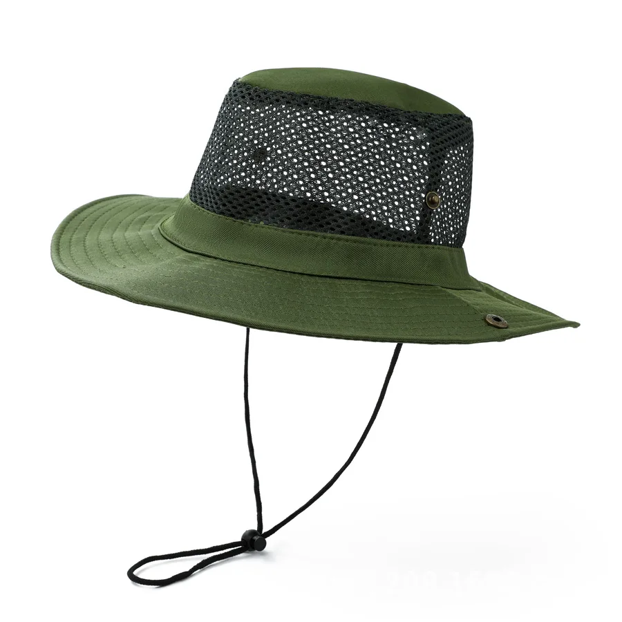 

Solid Color Fisherman Hat Outdoor Beach Seaside Sun Shade Breathable Mesh Hat Summer Fishing Trekking Collapsible Cap