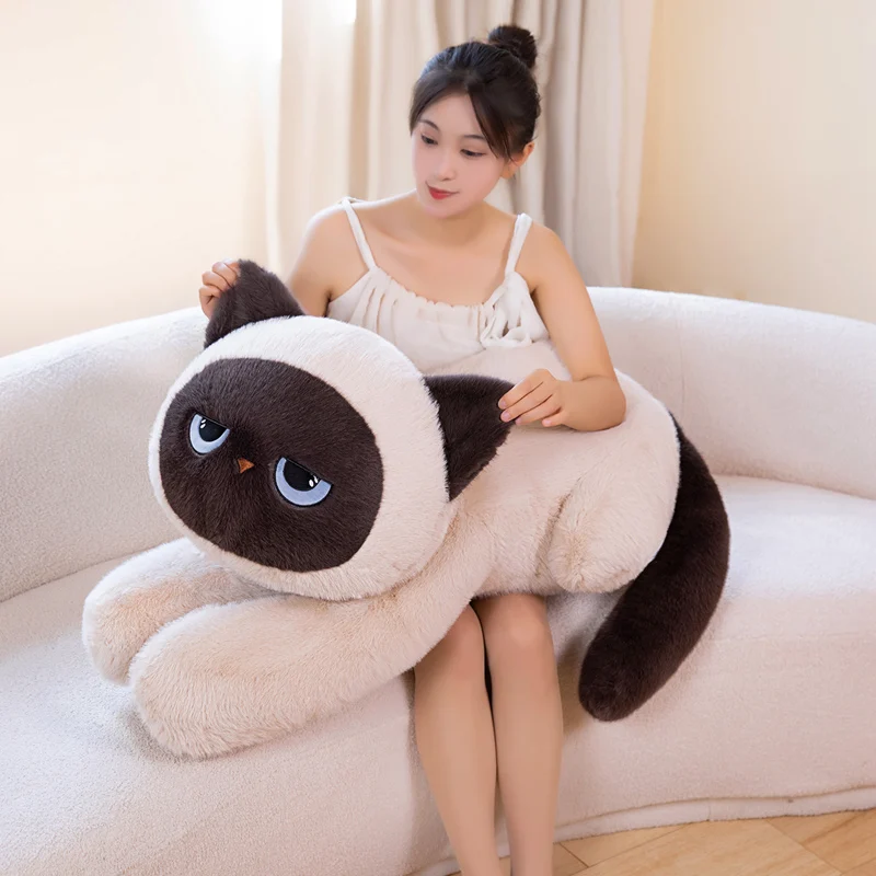 

120cm Giant Kawaii White Lying Cat Plush Toys Cute Soft Simulated Cat Plushie Dolls Pillow Stuffed Animal Lovely Birthday Gift