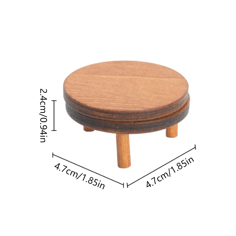 1:12 Dollhouse Miniature Mini Wooden Magnetic Round Table Coffee Table Simulation Table Furniture Toys Doll House Accessory Gift