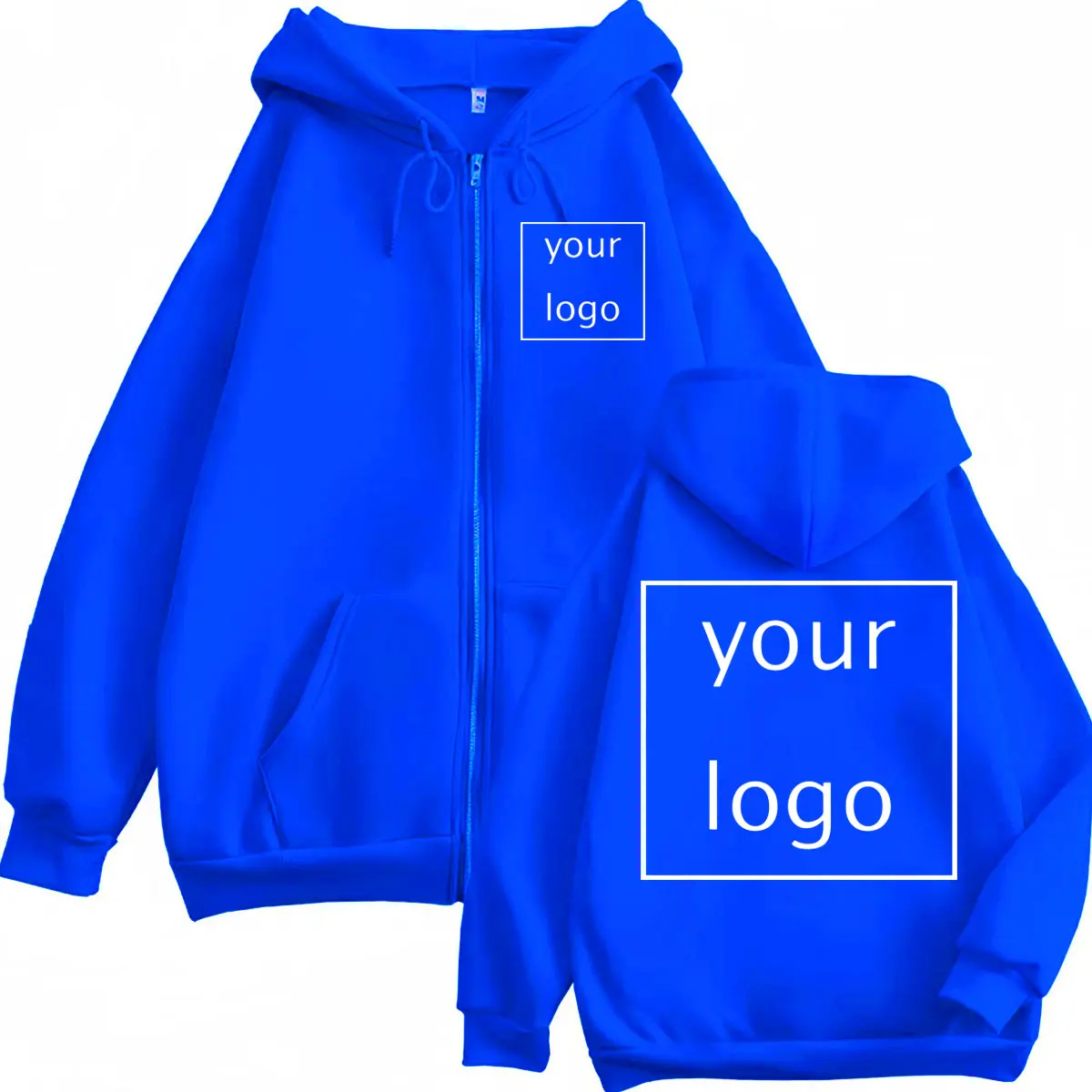 Autumn Winter Customized LOGO Graphic Print Zipper Hoodie High Quality Fashion Zip Up Pullovers Unisex Casual Loose Sweatshirts