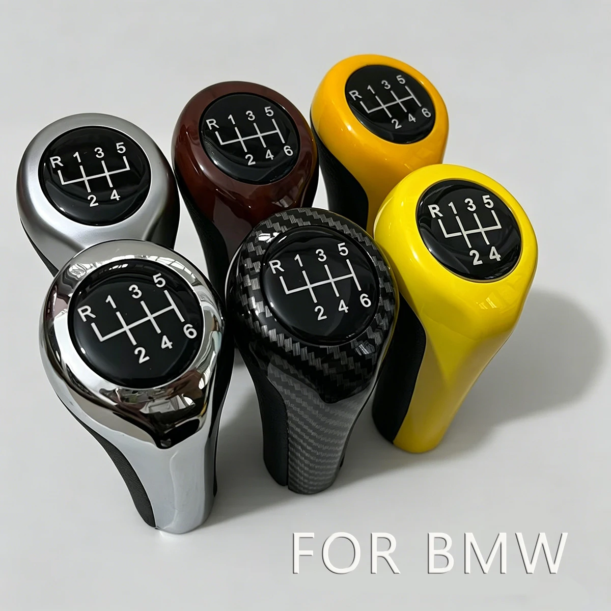 Carbon Fiber Pattern 5/6 Speed Leather Gear Shift Knob Manual for BMW E46 E90 E92 E39 X1 M Car Handle Gearbox Stick Knob
