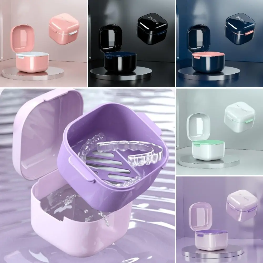 คอนเทนเนอร์แบบพกพาจัดฟัน Retainer Square Universal ที่มองไม่เห็นจัดฟันกล่องเก็บ Oral Care ยาสีฟันสูตรเกลือผสมฟลูออไรด์ผสานพลังสมุนไพรฟันขาวสะอาดลดกลิ่นปากการ์ตูนฟันปลอม Bath กล่องนักเรียน