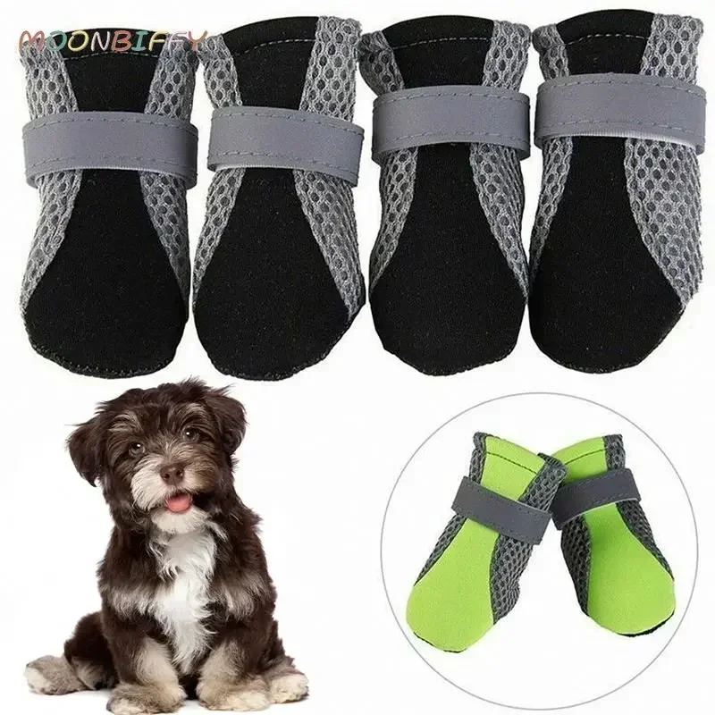 

Breathable Pet Dog Shoes Waterproof Outdoor Walking Net Soft Summer Pet Shoes Night Safe Reflective Boots For Small Medium Dogs