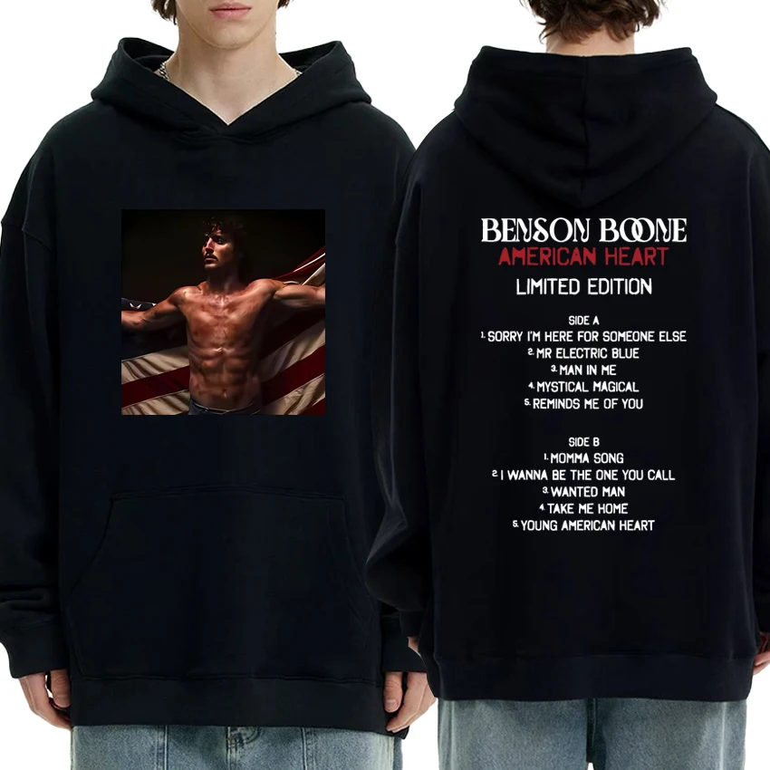 

Singer Benson Boone American Heart 2025 New Album Double Sided print Hoodies Unisex vintage Sweatshirt Men women Fleece pullover