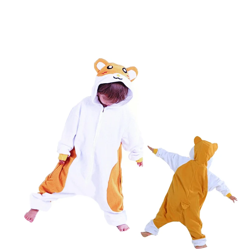 Zipper Kids Cartoon Hamster Cosplay Onesie Unicorn Pajama Children Baby Animal Halloween Sleepwear Boy Girls Raccoon Kigurumi