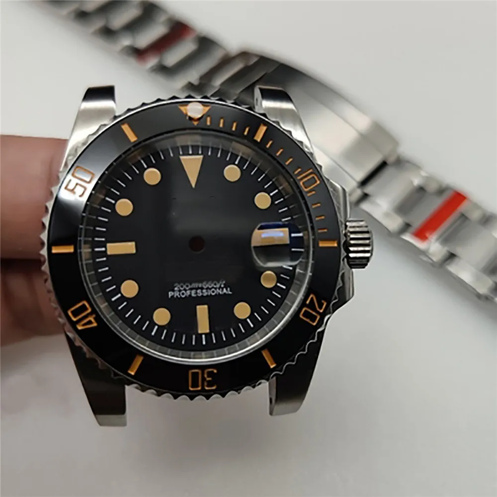 Technological Watch Case Dial Strap Kit C3 Strong Green Luminous Diving Watch Case Kit for NH35A