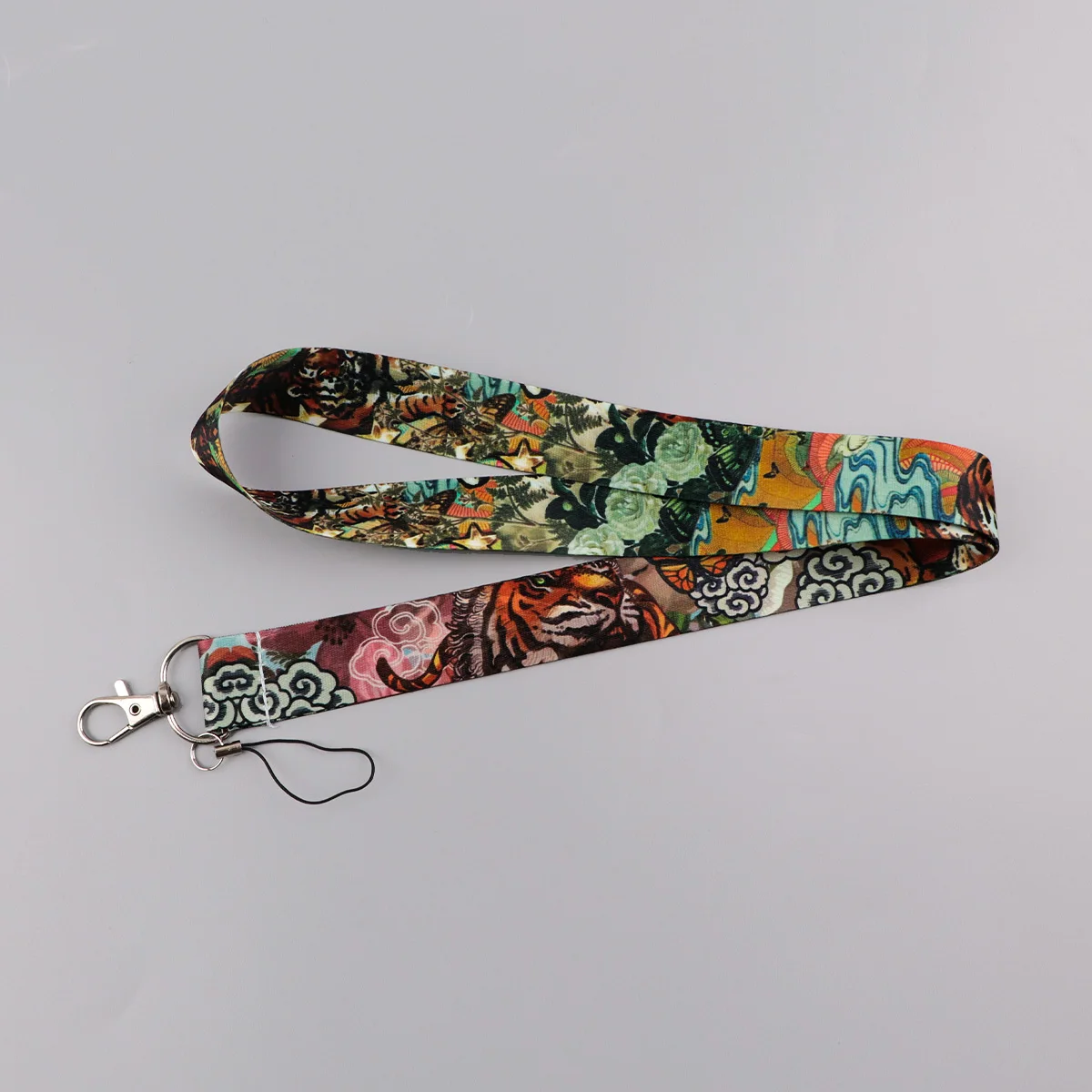 Animal Tiger Cat Lanyard Neck Strap Keychain Dragon Butterfly Card Cover Badge Holder Mobile Phone Hang Rope Keyring Accessories