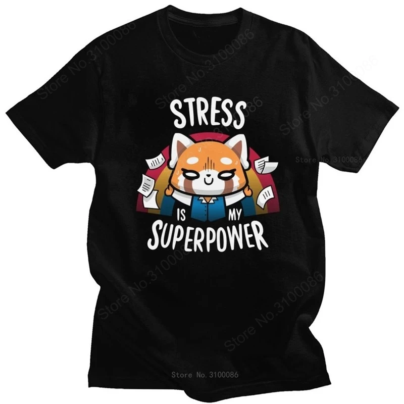 

Fashion Aggretsuko T Shirts Men Short Sleeve Print Aggressive Retsuko T-Shirt Slim Fit Pure Cotton Streetwear Tee Tops Gift Idea