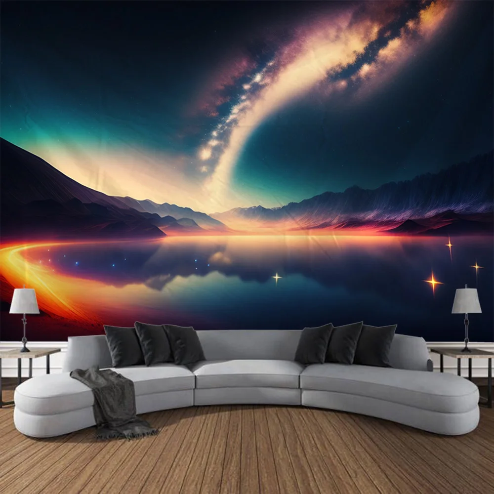 Starry Sky Landscape Tapestry Wall Hanging, Aurora, Night Sky, Home Decoration, Bedroom Living Room, Dormitory Hanging Paintings