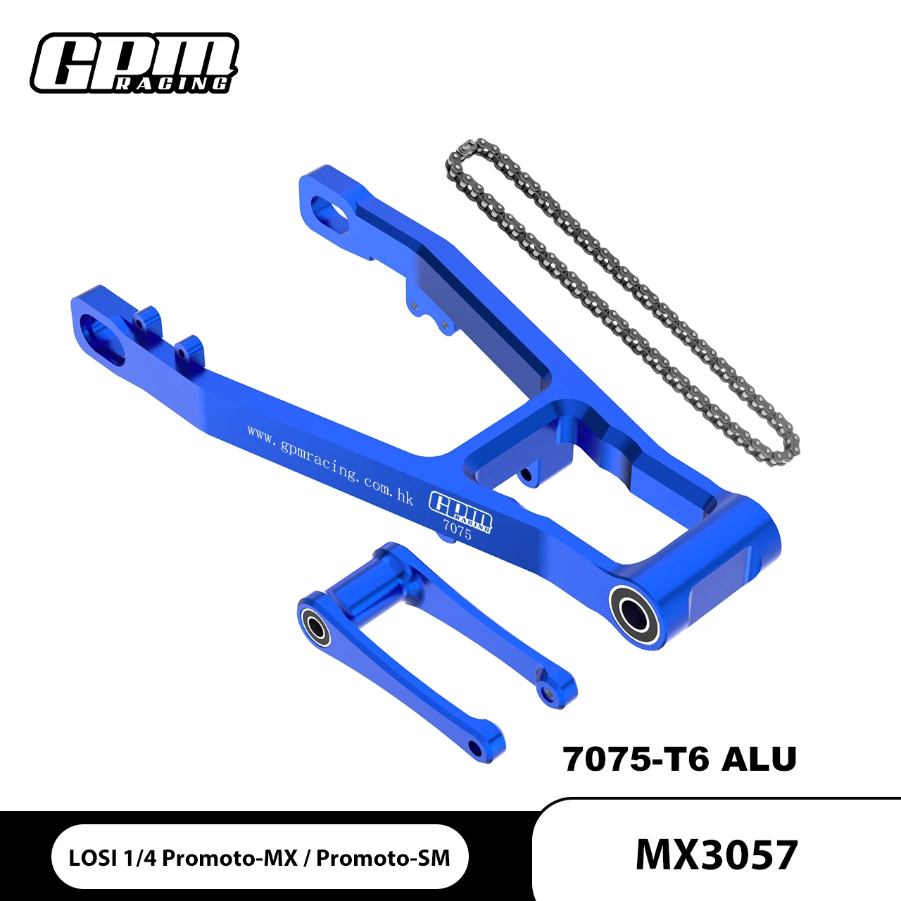 GPM CNC Alu 7075 Extend Swing Arm (+30mm) +Pull Rod+Chain For Promoto MX SM  LOSI
