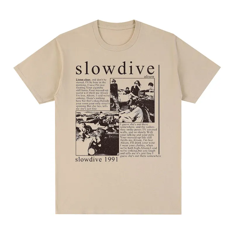 Винтажная футболка Slowdive Alison 1991, классическая хлопковая мужская футболка 90-х годов, новая футболка, женские топы унисекс