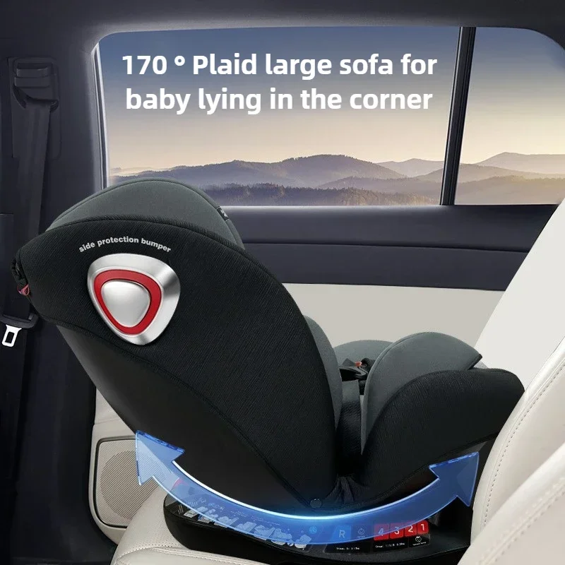 Car safety seat, 0-12-year-old growth type safety seat, ISOFIX hard interface+LATCH stability is good, preventing rollover