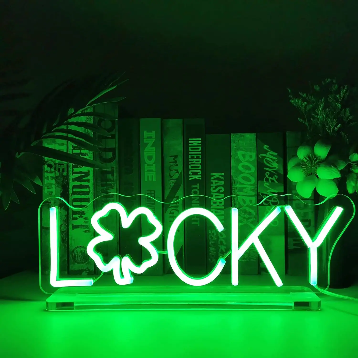 

15inch Lucky Clover Hat Standing Neon Sign St. Patrick's Day Party Wall Decor LED Light Leaf Shamrock Wall Bar Salon Bedroom