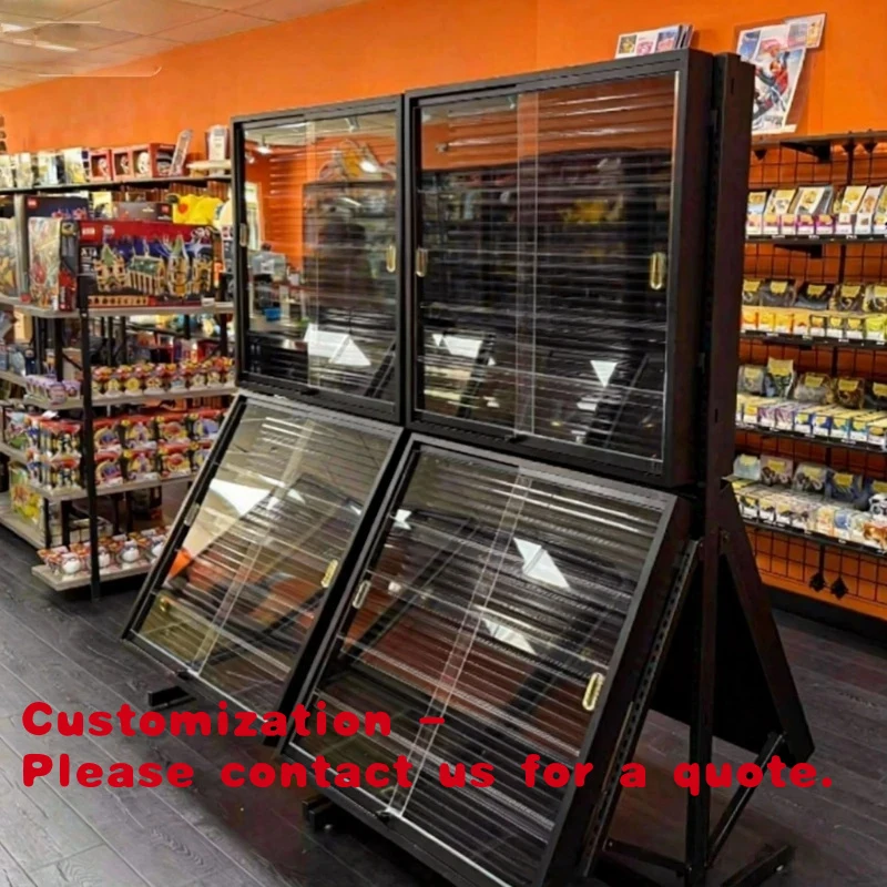 custom.Collectible Sports Baseball Card Display Stand Trading Card Display Lockable Store Racks with Acrylic