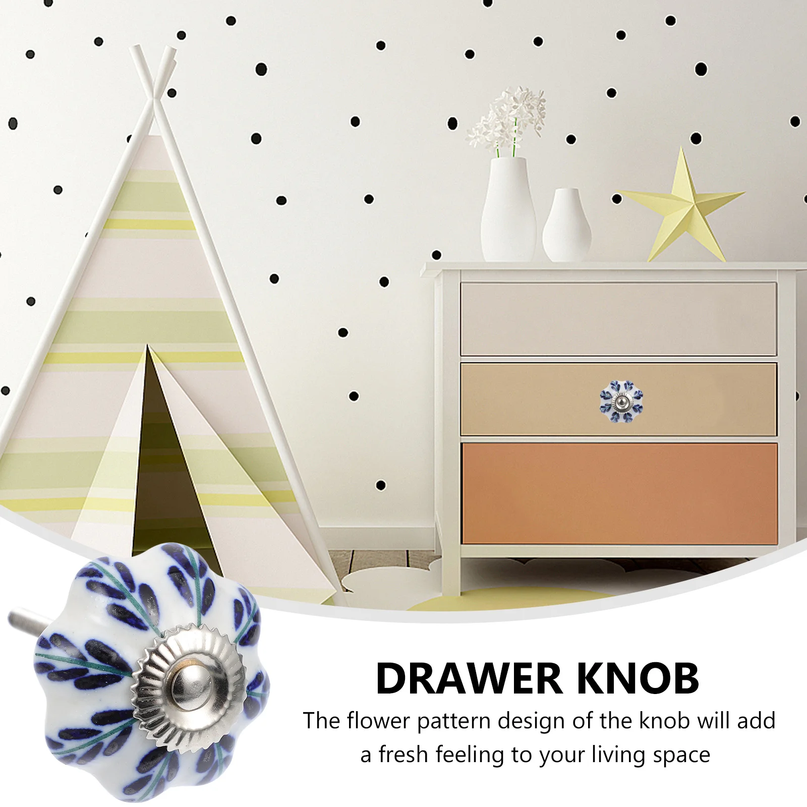 

2Pcs Delicate Design Ceramic Door Knobs Light Compact Reliable Suitable for Furniture Decorative Use Door Knob