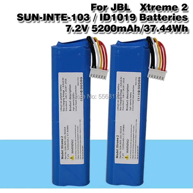 

7.2V 5200mAh Replacement Battery For JBL Xtreme 2 2nd SUN-INTE-103 2INR19/66-2 ID1019 Acumulator