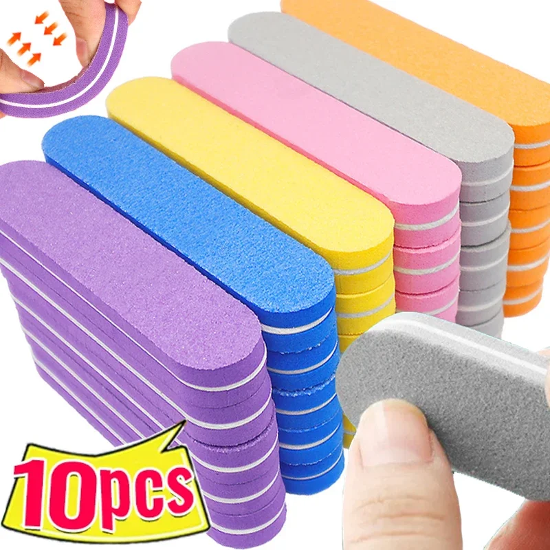 

10Pcs Mix Color Nail File Buffers Sponge Double Sided 100/180 Grit Sanding Block Gel Polishing Foam Manicure Salon Nail Art Tool