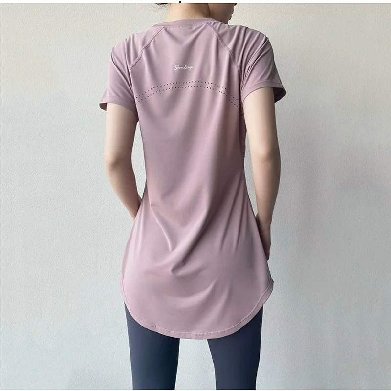 

2024 Yoga Clothes Women Top Short Sleeve Sportswear Woman Gym Running T-shirt Yoga Wear Fitness Pilates Blouse Yoga Clothing