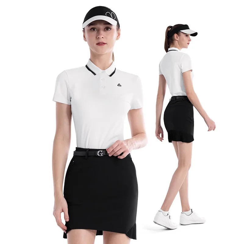 2024 Pgm Golf Wear Women Casual Polo Shirt Summer Slim Sport Golf Apparel Ladies Short Sleeve Quick Dry Breathable Tops S-XL