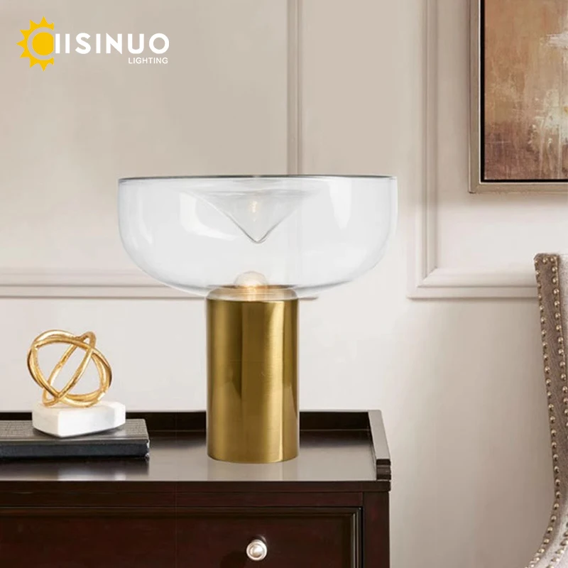 Modern Bedside Table Lamp LED Luxury Glass LampShade Desk Light Radar Model Design for Home Living Room Bedroom Office Decoratio