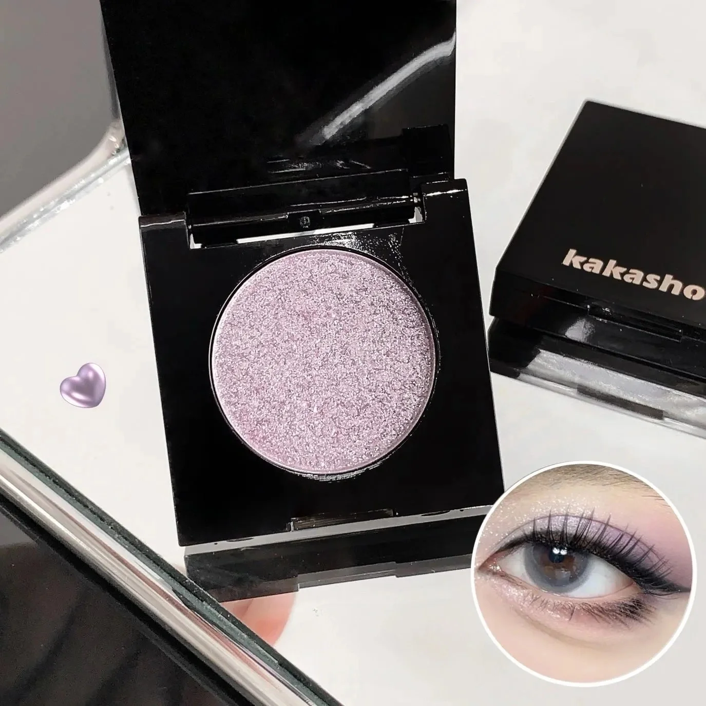 Kakashow Black Square Single Eyeshadow Pan Matte Shimmer Glitter Pigmented Blendable Portable Eye Makeup Multiple Shades