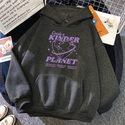 Create A Kinder Planet Printing Hoodie Women Hip Hop New Sportswear Crewneck Multicolor Clothes Casual Comfortable Female Hoody