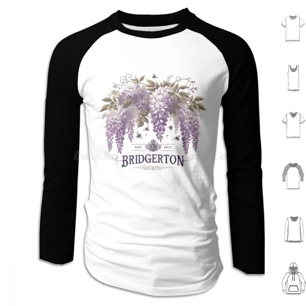 English Countryside Polin Hoodie cotton Long Sleeve Polin Purple Wisteria Netflix Series Est 1813 Regency Era Wisteria