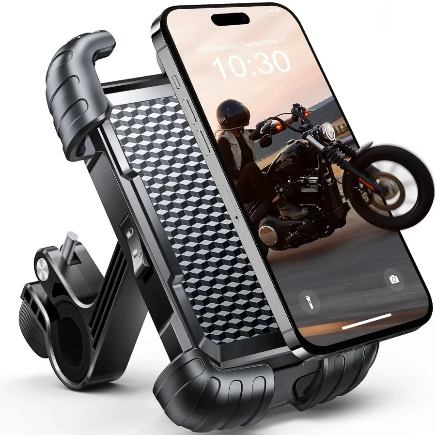 

Bike Phone Holder with Metal Arm for Motorcycle Bicycle Electric Scooter ATV UTV Universal Handlebar Mount Compatible