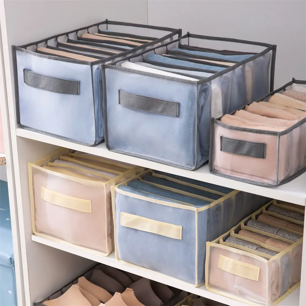 Clothes Organizer Jeans Pants Storage Box Wardrobe Drawer Organizer For Underwear Bra Ties T-Shirt Socks Organization System