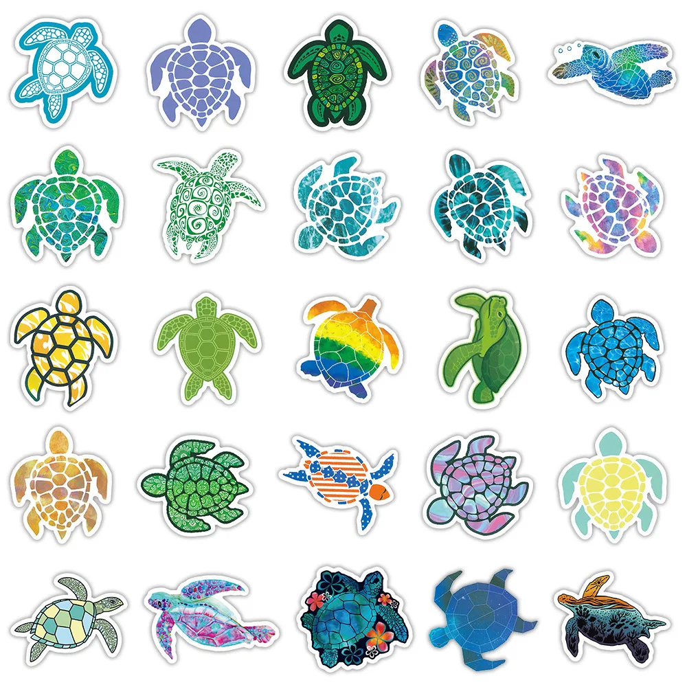 50/100Pcs INS Novelty Cartoon Sea Turtle Stickers PVC Waterproof Stickers Decals For Kids Boys Girls Toys Gifts