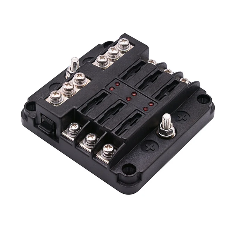 

5X 6-Way Waterproof Fuse Block,With LED Indicator 12 Circuits With Negative Marine Fuse Box For Dc 12/24V