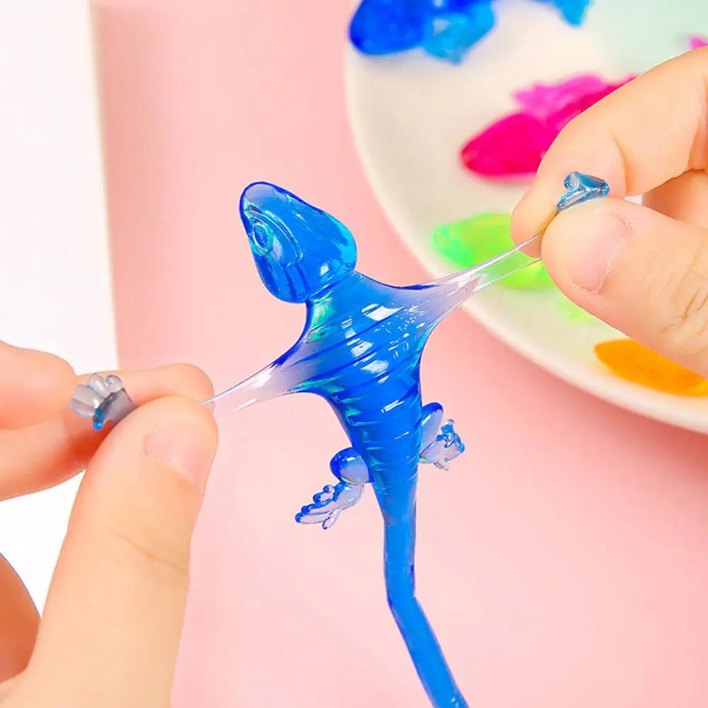 1-10X Colorful Lizard Retractable Sticky Gadget Toys For Kids Birthday Party Favors Pinata Fillers Halloween Gift Pinata Filler