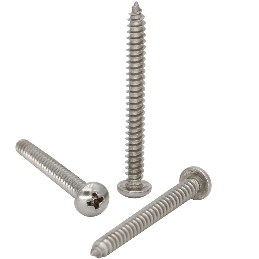 M4 M5 OD 65mm 70mm 75mm 80mm Bolt 304 316 Stainless Steel DIN7981 Phillips Cross Recessed Round Pan Head Self Tapping Screw