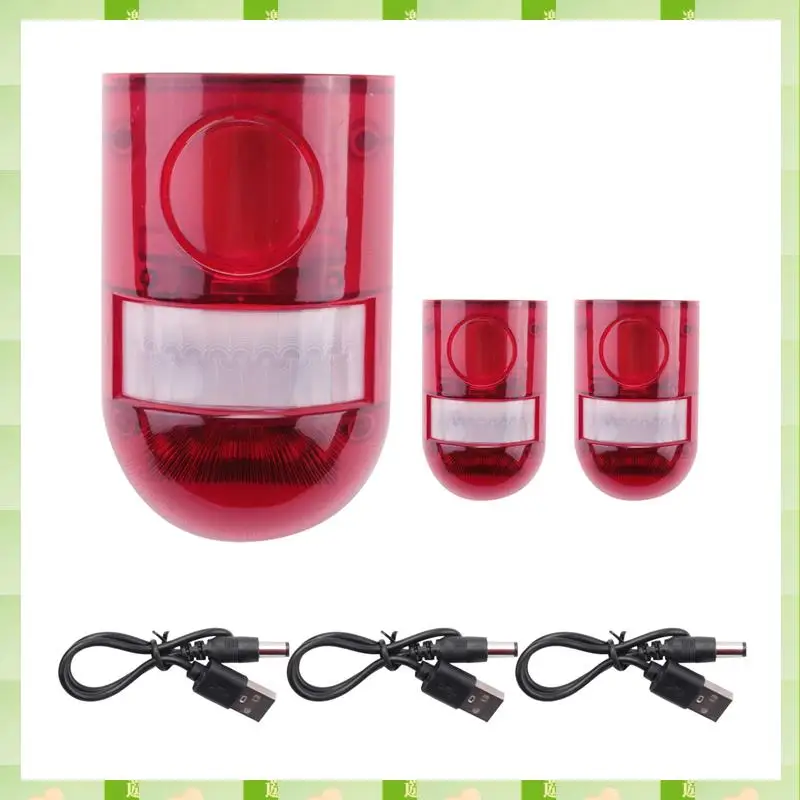 2025 3 حزمة ضوء إحترافي بالطاقة الشمسية مع إنذار مستشعر الحركة 129DB الصوت الأمن صفارة الإنذار IP65 مقاوم للماء لحديقة ساحة المزرعة فيلا ، 3 #4