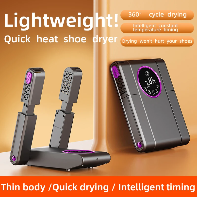 Portable Shoe Dryer Electric Shoe And Roast Shoe Warmer 180° Folding Design Smart Display For Shoes Gloves Hats Socks Ski Boots